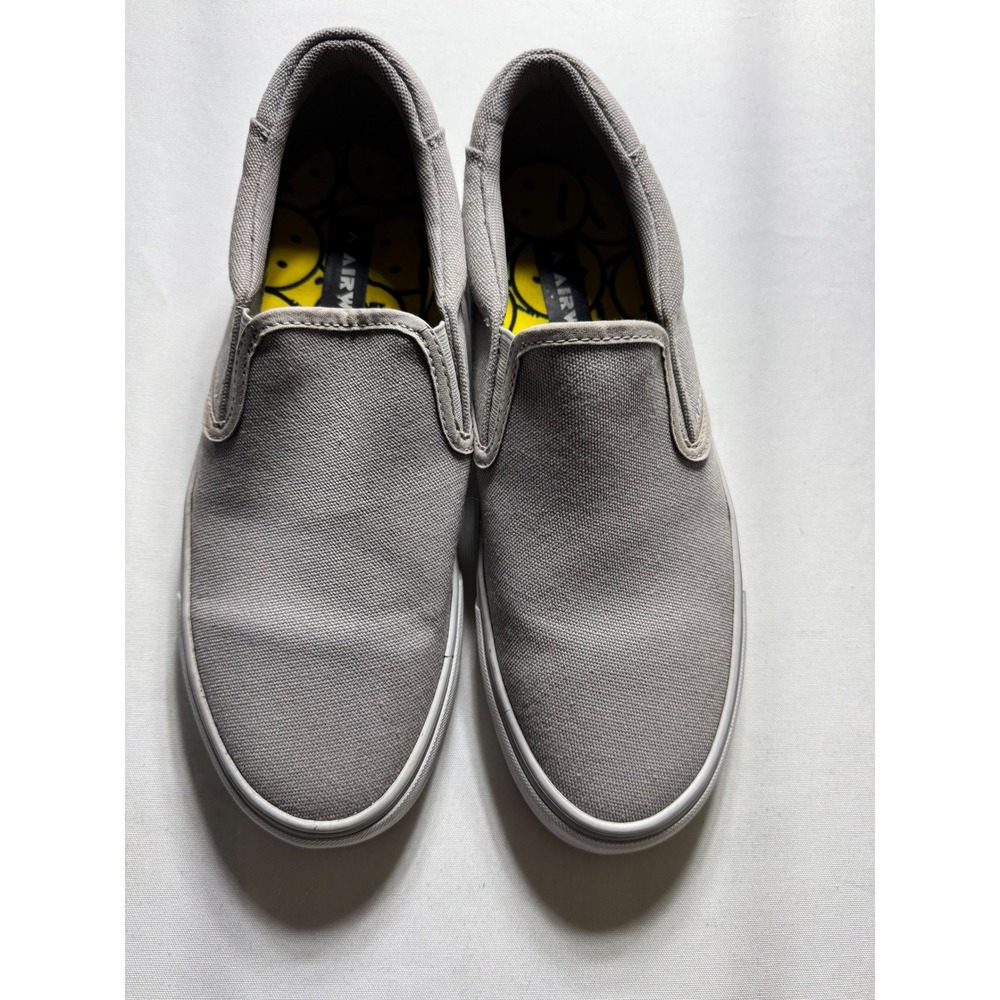 Airwalk Mens 9 Grey Canvas Slip On Sneakers Casual Loafer MNAK45GX017 Skate